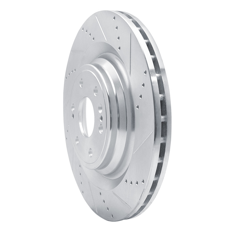 Cadillac Escalade Brake Rotor (1) - Front Right - R1 Concepts - Drilled & Slotted - Silver - `14-`20